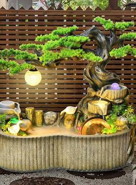 流水泉风水轮阳摆件花园庭院台田园鱼池假tb-71486山造景喷观布置