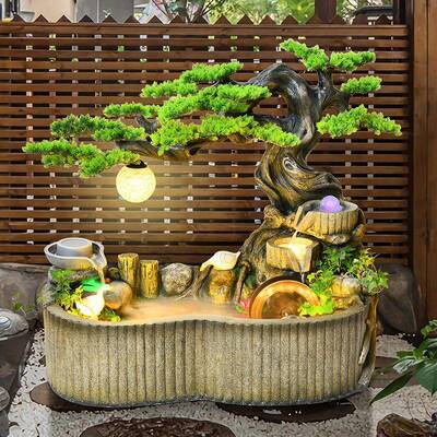 流水泉风水轮阳摆件花园庭院台田园鱼池假tb-71486山造景喷观布置