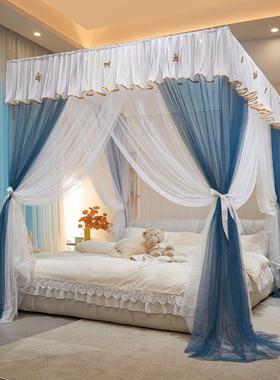 新款家用EHO卧室宫开廷蚊一体式公主风花边床幔密加厚落帐地门蚊