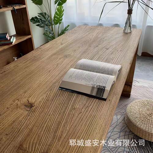 老榆木复古茶桌实木茶台长方形长条桌禅意风化旧门板写字台书桌