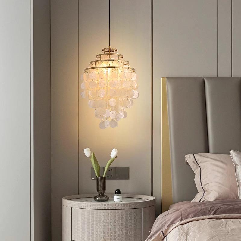 贝壳床头小吊灯主卧房间现代轻奢轻奢2022新款卧室温馨公主吊灯