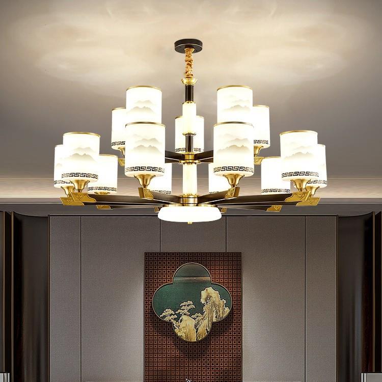 新中式吊灯全铜客厅灯2024年新款家用餐厅灯中国风别墅大厅灯具