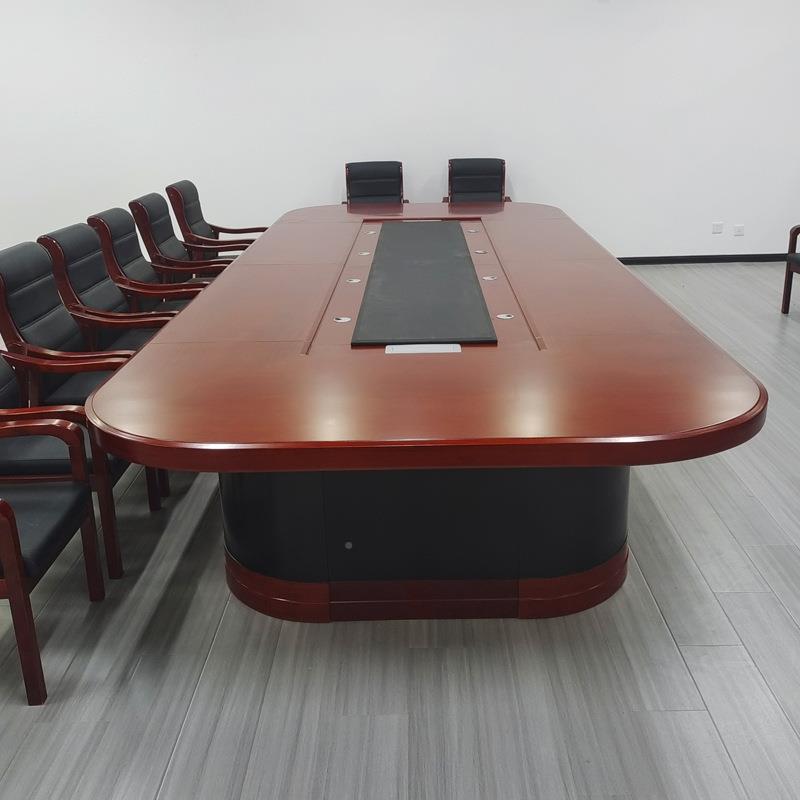型会议桌形长桌商S-561开务洽谈桌油大漆实木皮椭圆会议桌包邮包