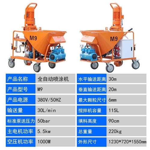 全自动喷真石漆砂浆膏无品牌/喷涂石机M干9粉搅拌磷腻子粉刷墙机