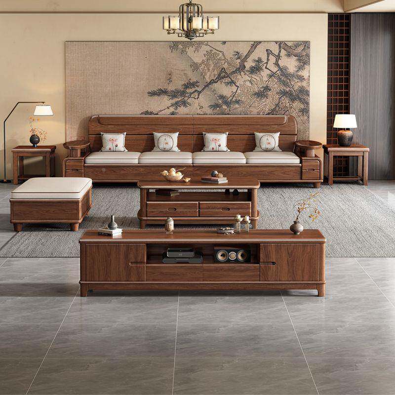 新式全实木沙发客厅大桃小户沙中型2025新款黑胡木家用FLA储物发