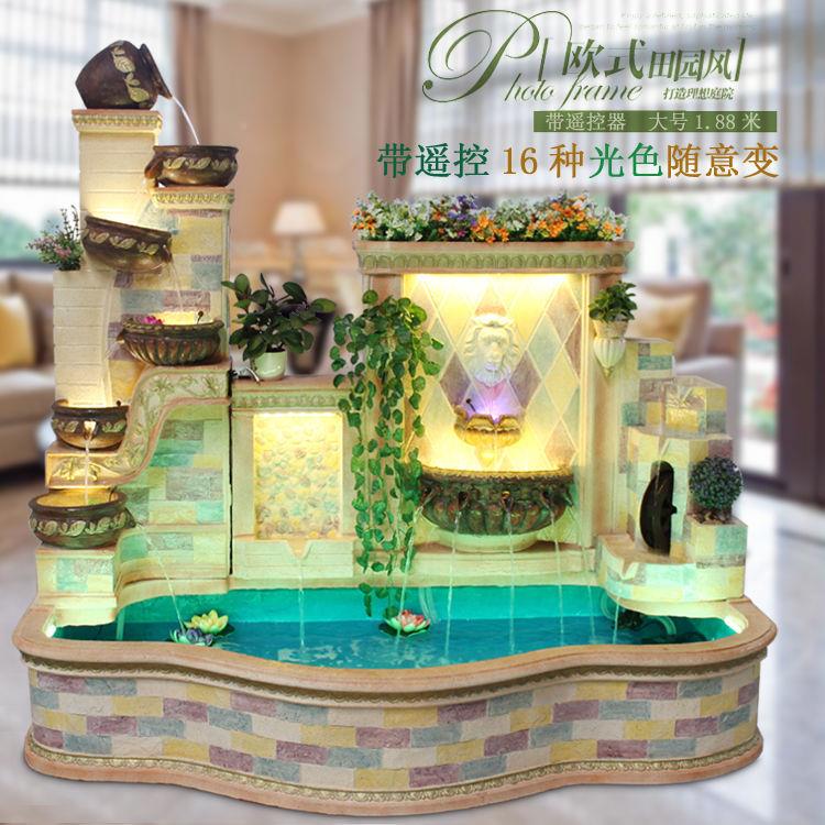 欧式型流水喷大泉假山养鱼池阳台花园庭别墅园林景观LVA风水院摆