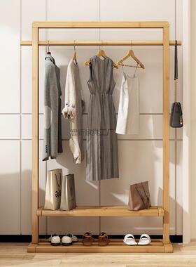 Hx衣服架落地立式木质实木加2固主物卧挂衣架衣置ZAC架多功能房间