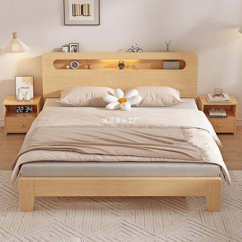 实木床双人床1JBQ经济型家用床1米5木床1架木床现代简8米约米2单
