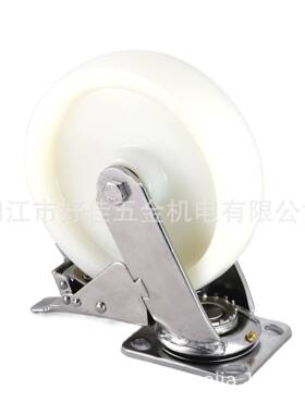 头工直供8X2重型厂304全不锈车钢平802920板双刹源尼龙脚轮