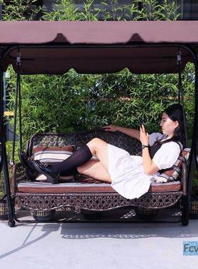 秋院千户外庭家用吊椅双人椅摇椅室内儿童LFU室外阳荡台吊篮铁艺