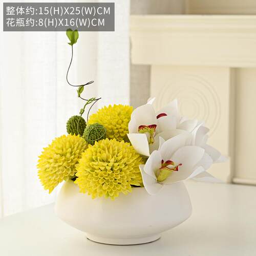 中式高饰端餐厅摆大圆桌转盘中间摆餐F97567JH桌花仿花真花包厢桌