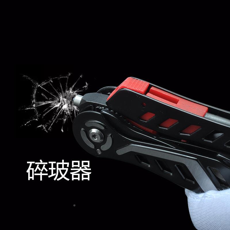 SQ顺全多XFQ功能户外身携带玻工具钳子碎器打火石带条随多功能钳