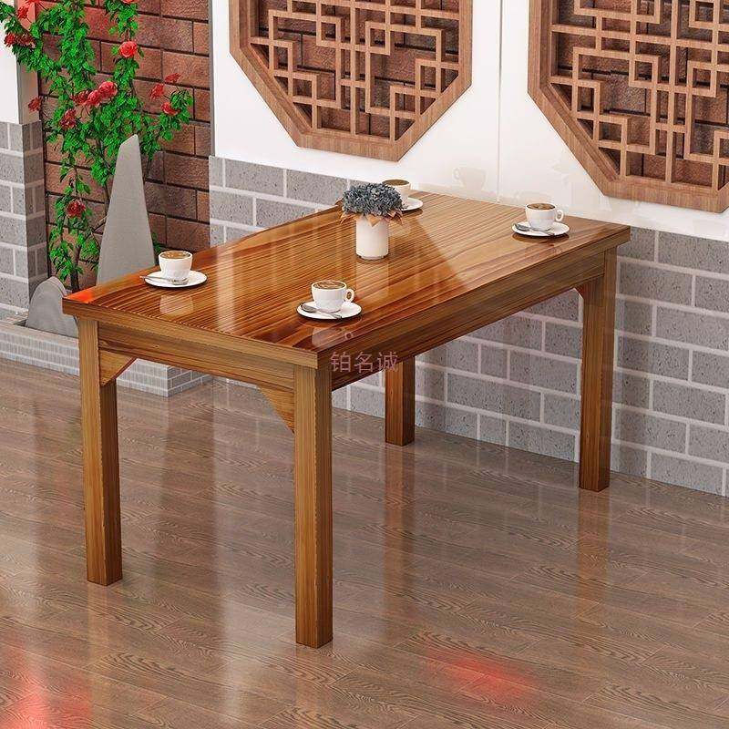馆椅桌面椅饭店小吃店桌快餐桌椅组合实餐馆食堂木餐桌AVO烧烤碳