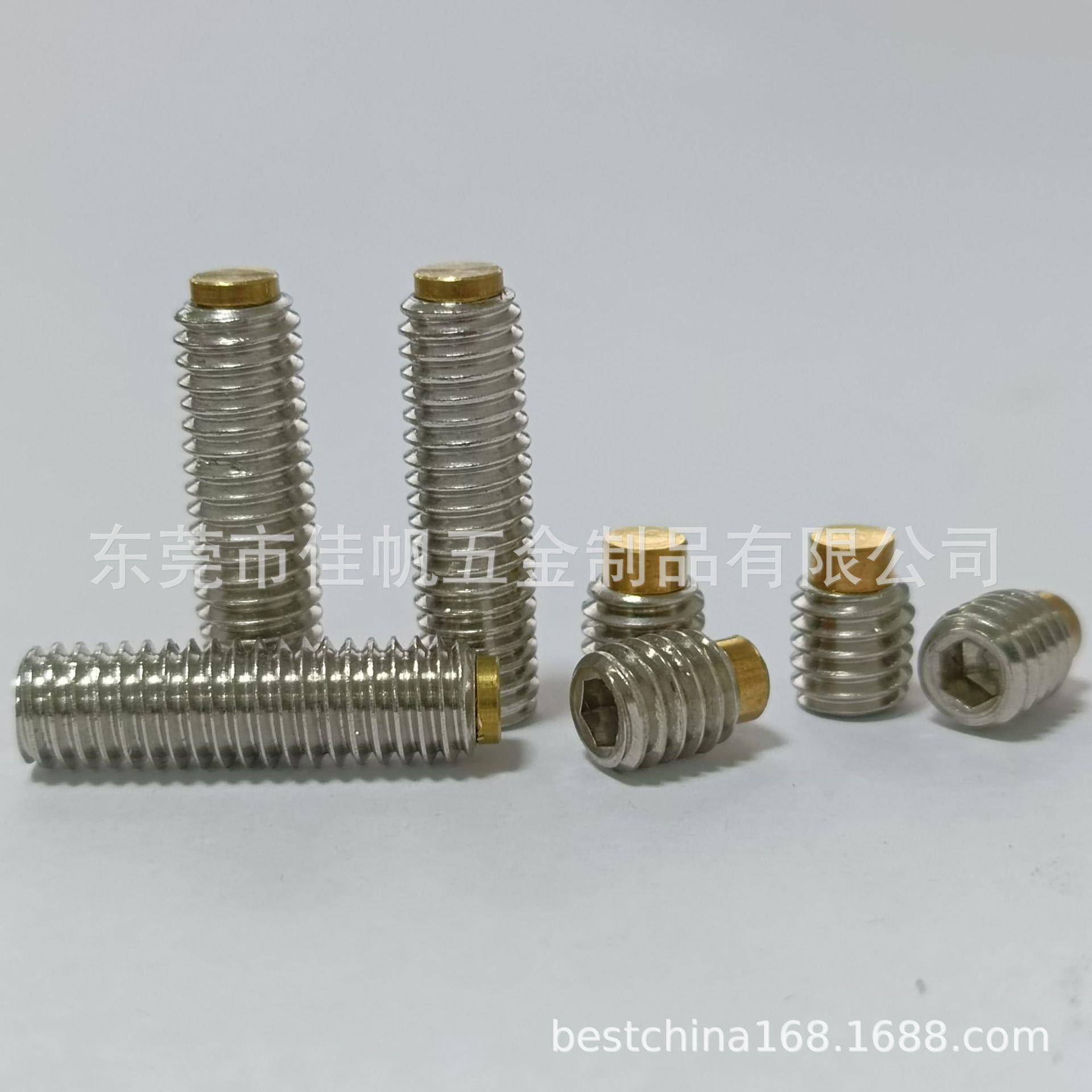 铜M6*20镶铜机米不锈钢铜头紧,304头米顶定丝,内六角铜柱机螺丝