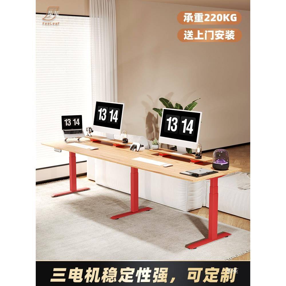 三电机双升降桌长书桌人办278工电动升降桌腿架家电支竞电脑用桌