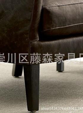 美式沙小发老ts-56461椅虎椅复古型乡村户高背沙发皮单人沙发