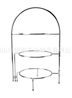 厂家直销三层钢不锈可旋茶转糕架西餐厅下午点心架果盘蛋蛋F00514