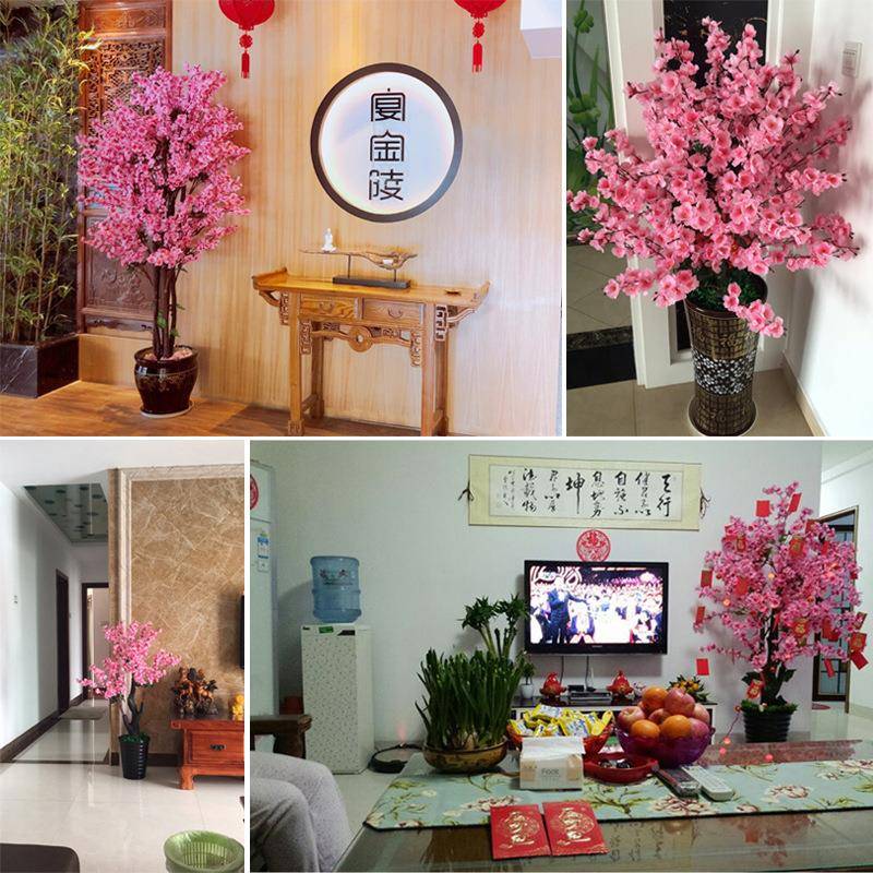 仿真桃花盆栽植物室内假花植大型桃树无品牌/地绿摆件落客厅装饰