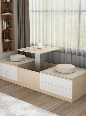 实木窗台柜子储柜家用可坐阳台收纳物柜升带降置IWV地柜矮柜飘W物