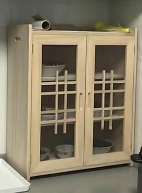 fF75TT5J8t实木橱家柜用小碗柜透气网纱台面简易厨房放剩菜餐边储