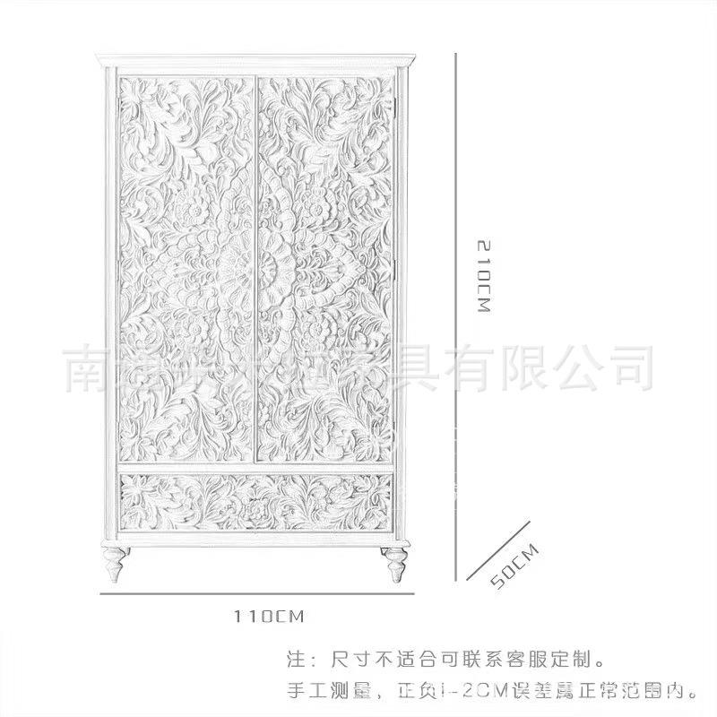 法复古做旧式东南亚风柜46265587海门棠花衣泰式白色雕花双实木衣
