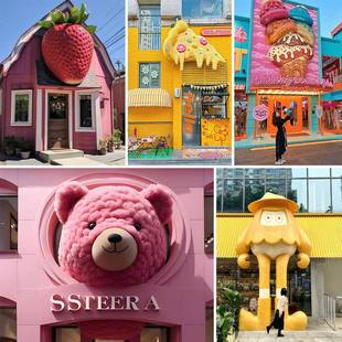 玻璃钢通门头饰大摆件玩偶网红打BAJ卡体拍照迎宾装形立象装饰挂