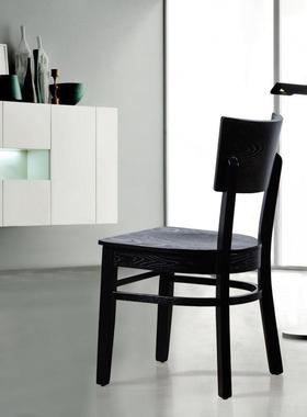 DF现68-7实木餐椅背椅子家用黑色简4约代小户型整装酒靠店EEW餐厅