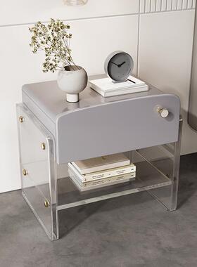 2024年新款克力红35484床头柜透明亚悬浮极简收纳网柜卧室置物床边柜