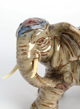 厂家大象内摆件新中式现室卧室客厅办公室陶瓷工艺品摆RQY代件