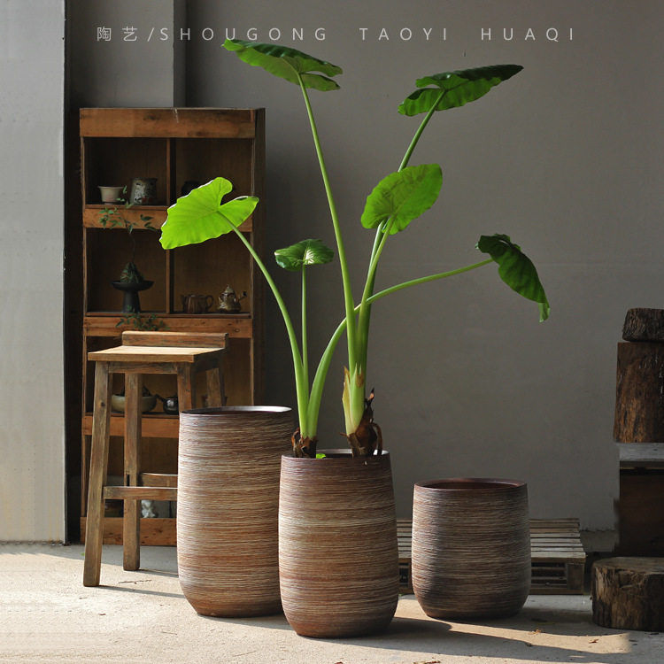 陶瓷落地花盆特大复古创意别墅装饰摆件客厅家居绿植种树高款深盆
