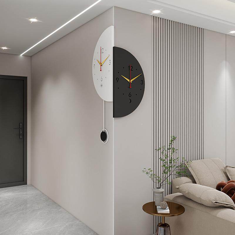 2024款新灯客轻厅双面转角挂钟家用拐角阳角时钟挂表创意奢壁DQP