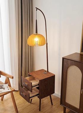 中古风卧室18530置架物落沙地灯床头柜灯一体客厅台发台灯边几氛