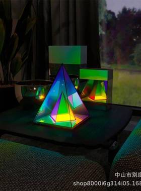 NOX厂家亚克台力三角形魔方RGBU炫彩饰装台灯BD-202创意个性灯夜