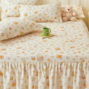 公滑主风纯棉床裙床单F9895J88件202新款 防滑罩带裙边5遮丑防尘三