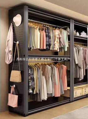 挂IIX衣落地卧室衣帽架置物架步入衣帽式间简放易钢架组合架开式