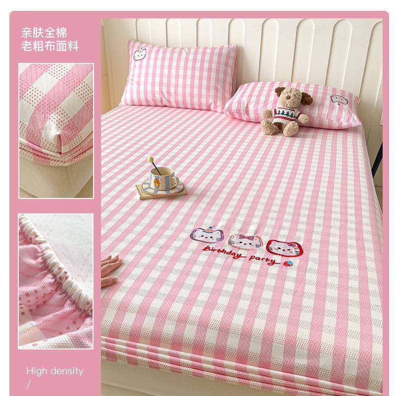 A类225新款老粗布纯0CSY棉100棉床笠罩床单单件罩床垫全保护隔脏