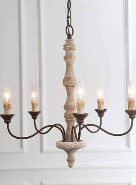 约创性意美19344灯式乡村法式实木简吊灯客厅餐厅民宿卧室简约个