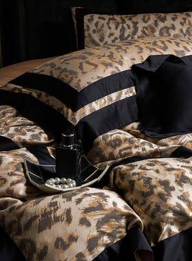 美式套豹纹1S天丝长绒棉床0单四件套全棉提花0纯棉被ABYC96版床上