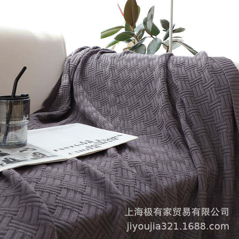 现代都市风棉针毯织盖JUD客沙发毯盖毯卧室床尾毯厅休闲毯纯搭毯