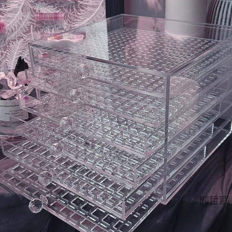 华子别墅新款亚克力收纳现货美甲盒美甲店高透明小饰品抽屉整理盒