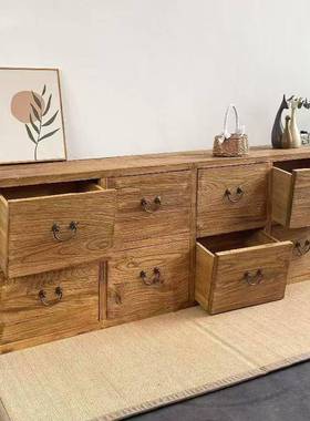 中式老榆木斗柜复实木古客厅收FXU纳边柜落地靠储物柜餐边柜电视