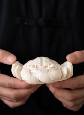 陶瓷螃手摆蟹茶置宠工盖BVS创意可养茶道茶玩紫砂壶盖托个性茶台