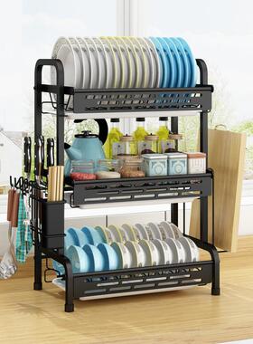 04不锈钢3碗碟沥水Sf2tRwtn厨房置物架多层晾盘架子用品收纳架家