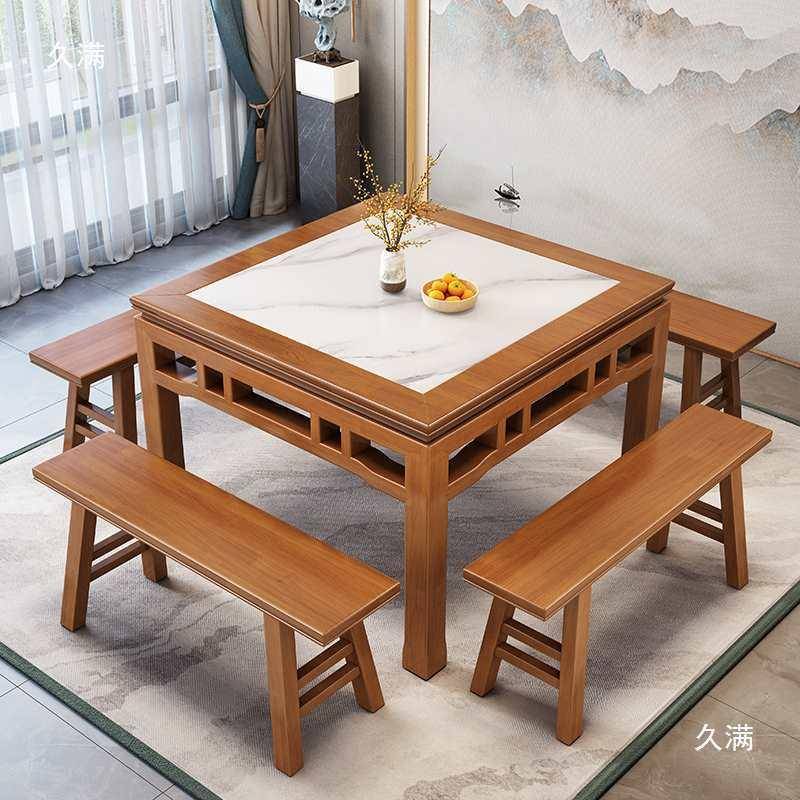八桌全实木正方形中八仙桌18式老式小农方桌村仙堂中家用餐桌饭店
