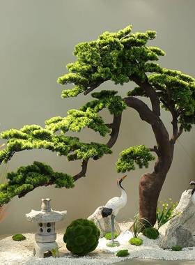 仿真树树迎客松中新式松装饰楼梯下摆cp01-cr5件室内大型景观假绿