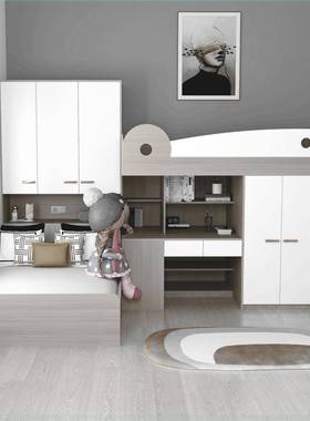 衣衣帽间一体THZ床柜多功能组合床交错式上下衣书桌床帽间小户型