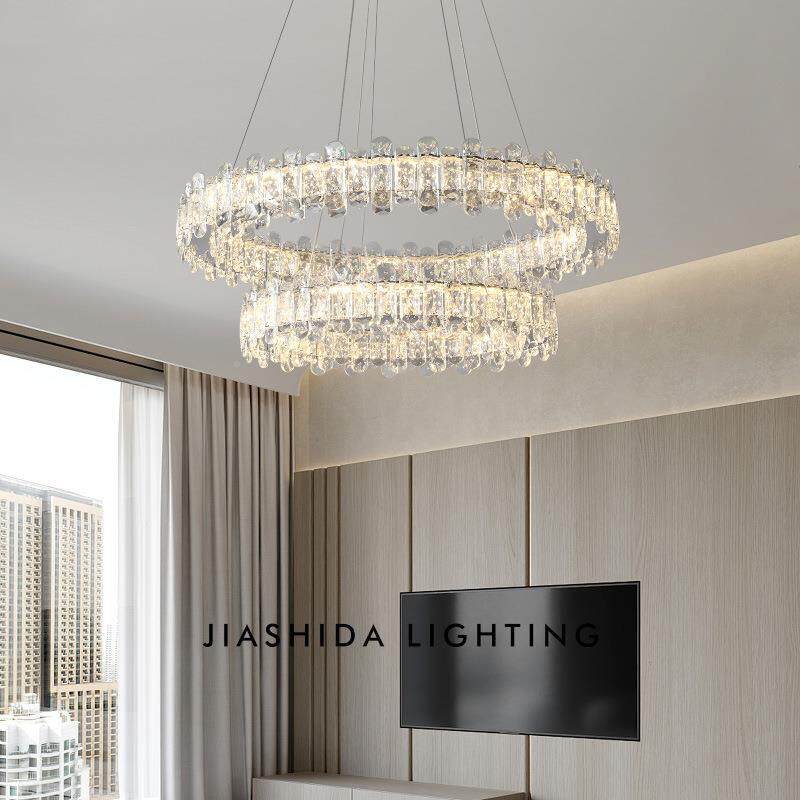 轻奢客厅间吊法式水晶吊灯简约现代孩60071房灯卧室吊灯新款餐女