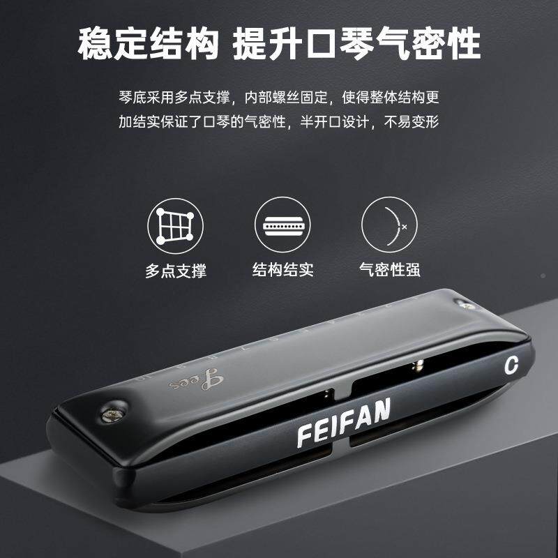 FEIFAN士十HJE孔c调孔布p鲁斯圆口琴addy成人男初学蓝调学生专业