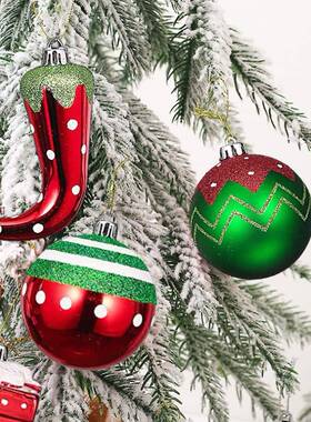 圣诞球套70P装CS827圣诞诞树挂件电圣镀彩绘异性球节装饰挂球