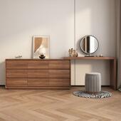 新中式 色实木梳型妆台卧室简约现斗代柜一体化妆桌实木色小户转角